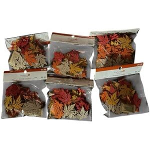 Celebrate It wooden leaves for fall autumn, orange, red, yellow, white